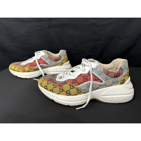 Gucci Rython Sneakers / Yellow Multi Color / Mens 11 / GG Monogram / Pre-owned - Picture 3 of 13